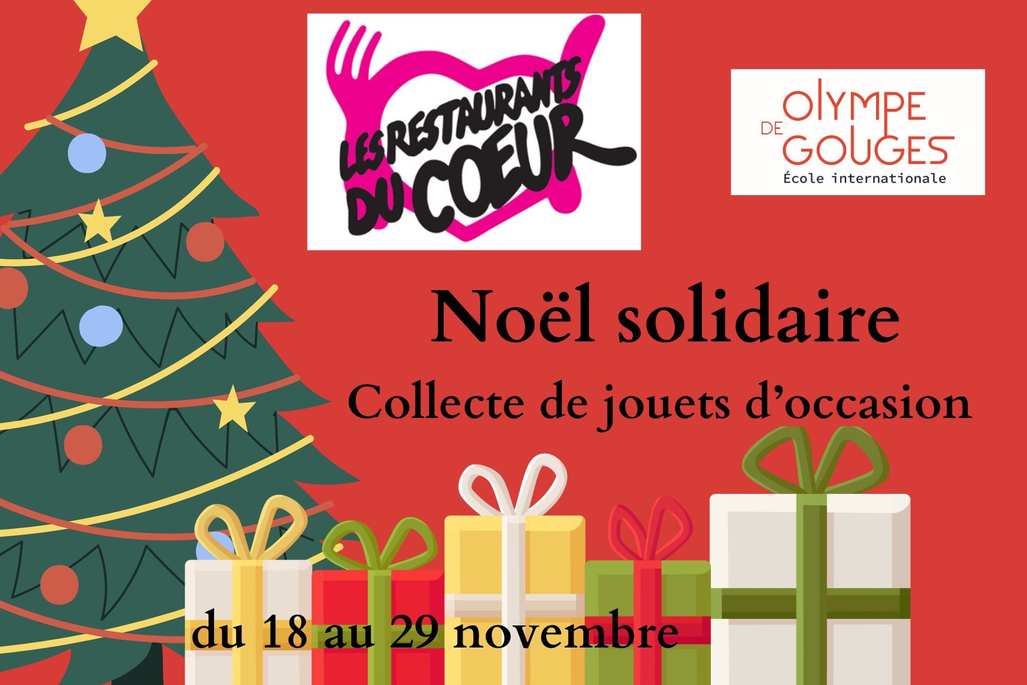 Noël solidaire: collecte de jouets d'occasion 18-29 novembre