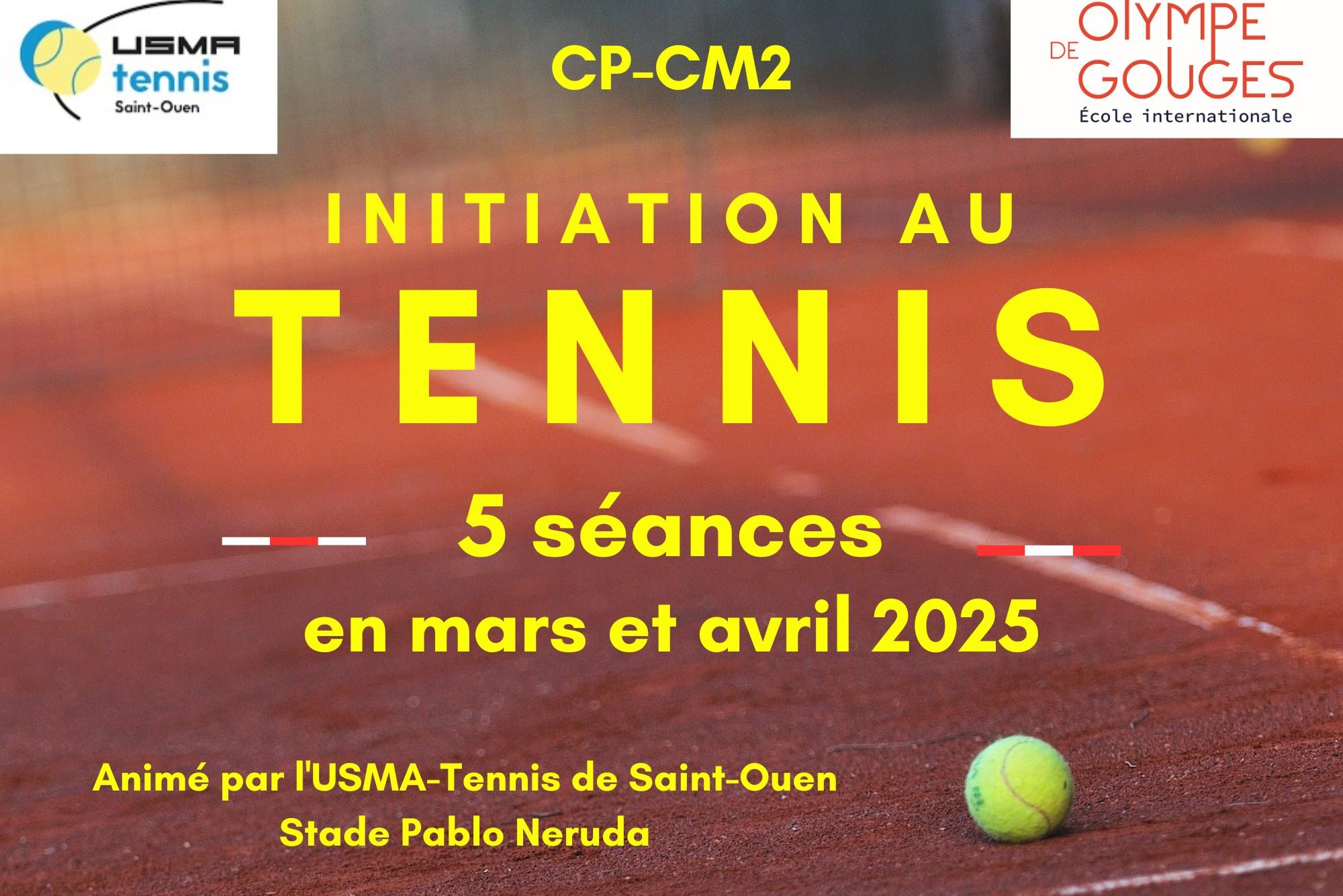 Cycle d'initiation au tennis CP-CM2 mars-avril 2025